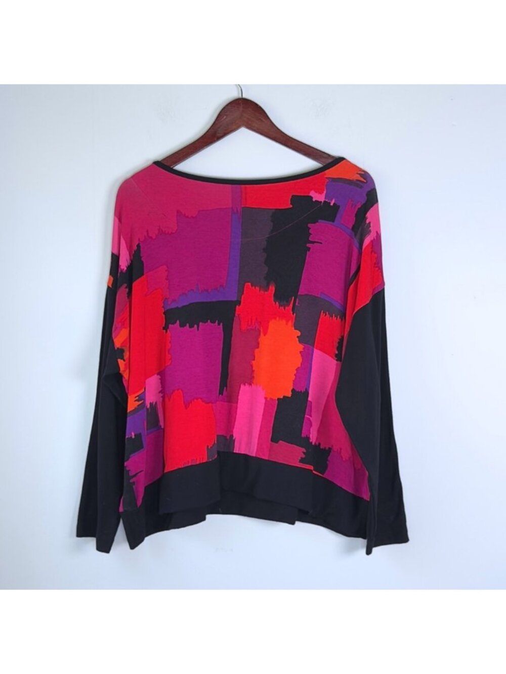 Ruby Rd Abstract Brushstroke Print Top Petite XL Hot Pink Red Black Art Teacher - Picture 4 of 10